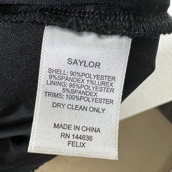 SAYLOR Size M Felix Metallic Stretch Lace Mini Sheath Dress Black Gold Goth - Picture 7 of 7